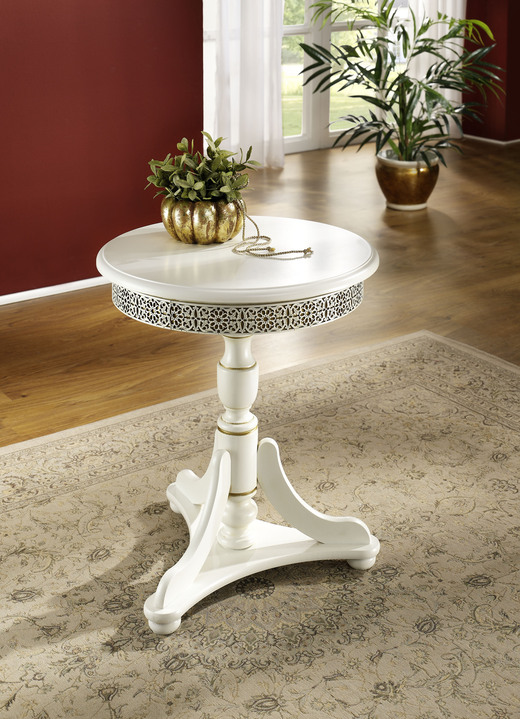 - Bijzettafel met omringende decoratie, in Farbe WIT-GOUD