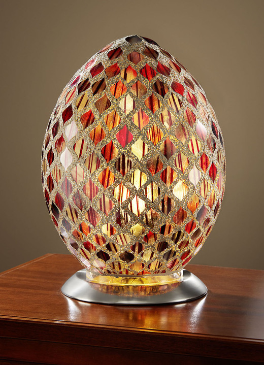 Tafellampen - Eivormige tafellamp met fascinerend mozaïekeffect, in Farbe ROOD-GOUD Ansicht 1