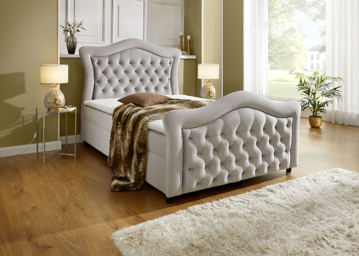 Boxspringbedden - Boxspringbed met gevoerd hoofd- en voeteneind, in Farbe BEIGE Ansicht 1