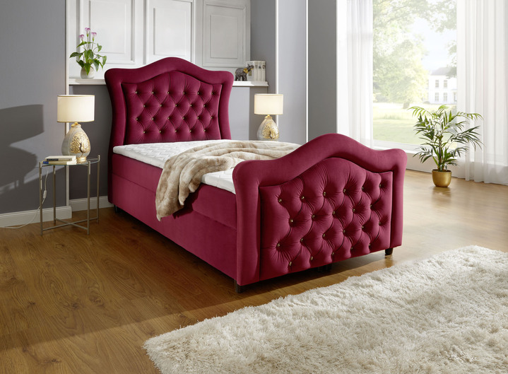 Boxspringbedden - Boxspringbed met gevoerd hoofd- en voeteneind, in Farbe ROOD Ansicht 1