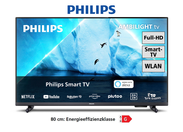 - Philips 32PFS6908/12 Full HD Ambilight LED-TV, in Farbe ZWART Ansicht 1