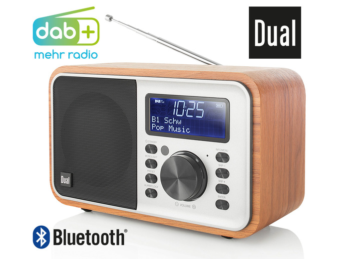 Muziekapparaten - Dubbele DCR-51 digitale radio in houten ontwerp, in Farbe HOUTKLEUREN Ansicht 1