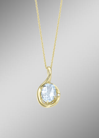 Chique hanger met echte aquamarijn en erwtenketting