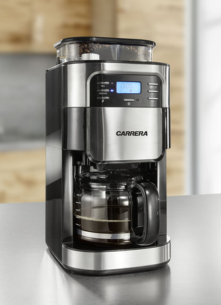 Roestvrijstalen koffiemachine "Carrera" Aroma Plus met molen