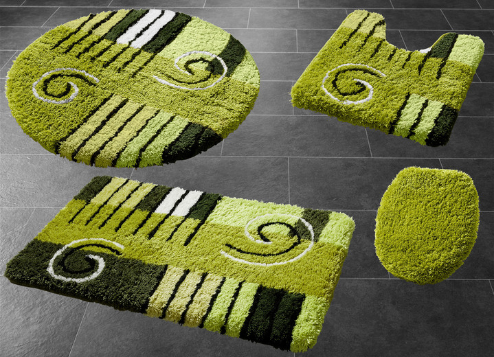 Badmatten - Badkamerset in Table Tuft-kwaliteit, in Größe 100 (Matje, halfrond 50/80 cm) bis 112 (Toiletdekselafdekking 47/50 cm), in Farbe GROEN Ansicht 1