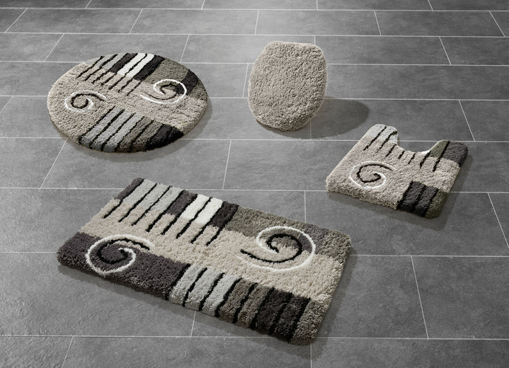 Badmatten - Badkamerset in Table Tuft-kwaliteit, in Größe 100 (Matje, halfrond 50/80 cm) bis 112 (Toiletdekselafdekking 47/50 cm), in Farbe ZILVER Ansicht 1
