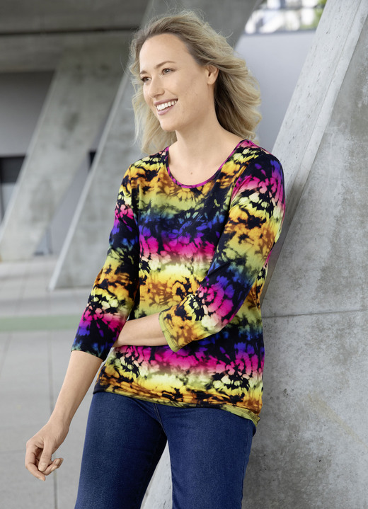 Shirts - Trendy overhemd met 3/4-mouwen, in Größe 036 bis 052, in Farbe ZWART-NEON