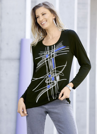 Shirt met glitter en bordversiering in 2 kleuren