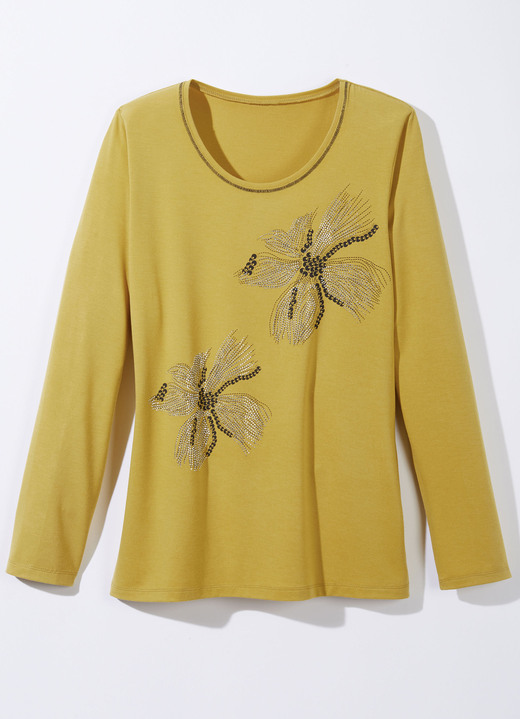 Shirts met strass steentjes - Shirt met flatlocknaad in 2 kleuren Shirts met strass steentjes - Shirt met flatlocknaad in 2 kleuren, in Größe 036 bis 052, in Farbe MESSING