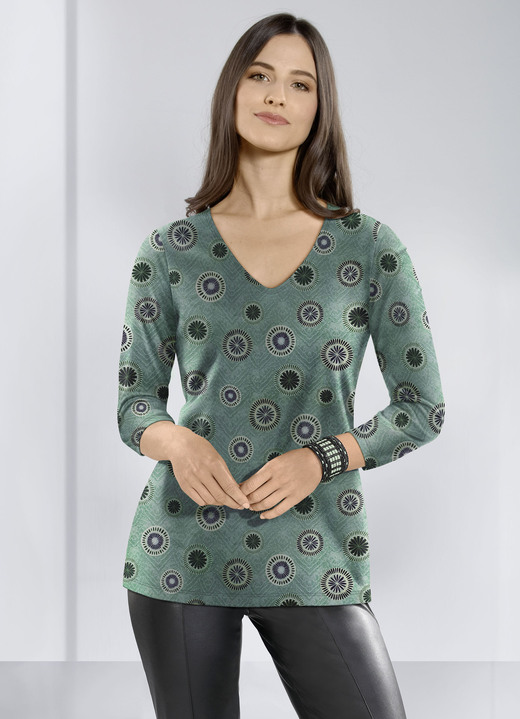 Shirts - Shirt met 3/4-mouwen, in Größe 036 bis 042, in Farbe GROEN-ZWART