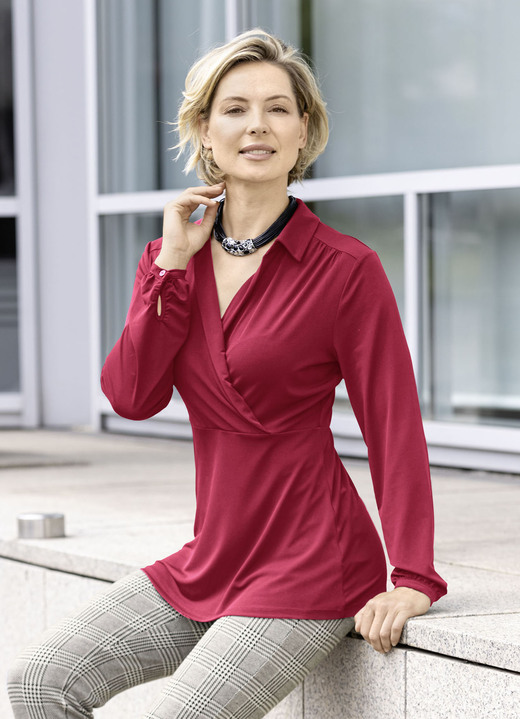 Shirts - Verfijnd overhemd met polokraag in 2 kleuren, in Größe 038 bis 052, in Farbe ROOD Ansicht 1