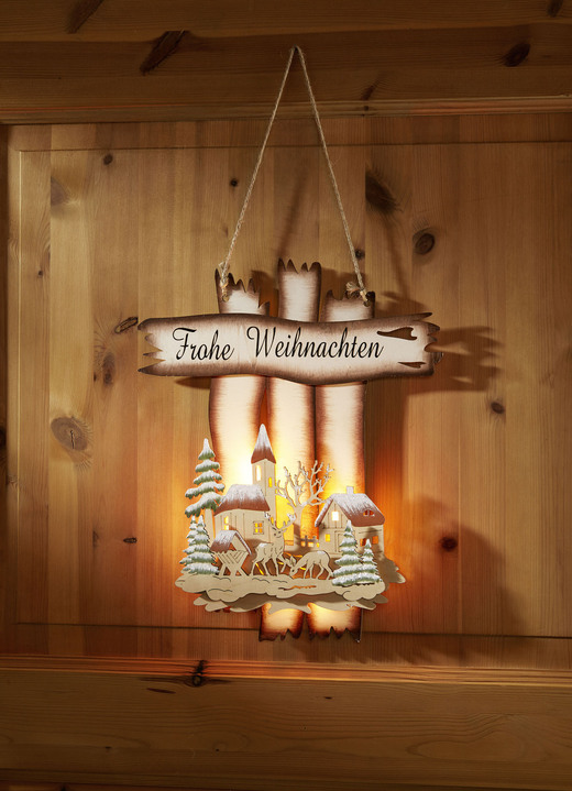- Verlichte wandhanger, in Farbe NATUUR-BRUIN