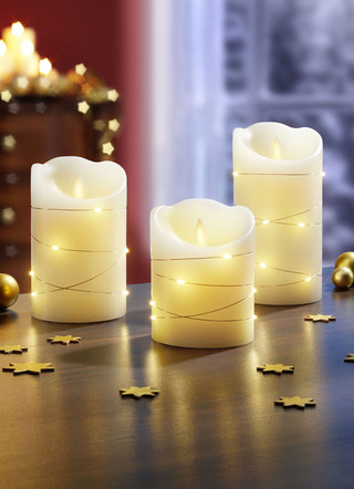 LED echte waskaarsen, set van 3, met flikkerend effect