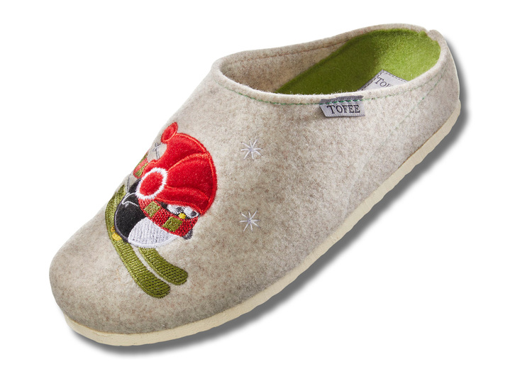 Huisschoenen - Pantoffels van wolvilt, in Größe 036 bis 042, in Farbe CRÈME Ansicht 1