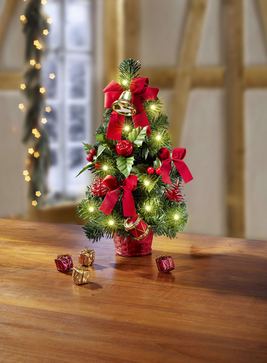 - Verlichte dennenboom, in Farbe GROEN-ROOD