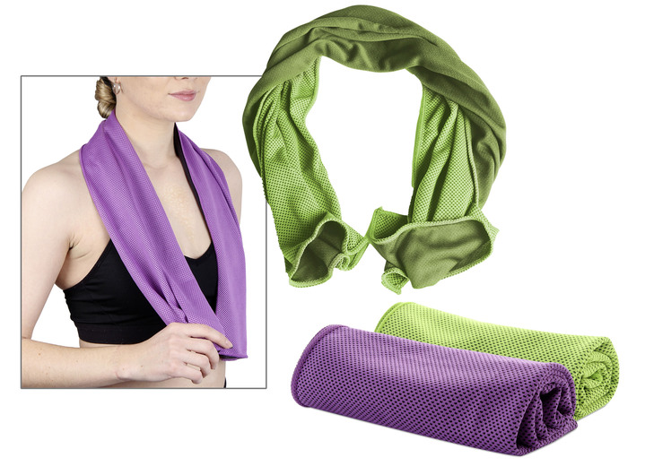 - Verkoelende handdoek, set van 2, in Farbe PAARS-GROEN Ansicht 1