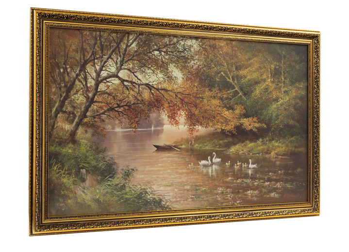 Landschap - Hoogwaardige canvasfoto met gedecoreerd antiek gouden frame, in Farbe BUNT