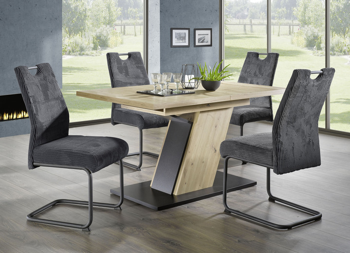 Eettafels - Eetgroep, 5 stuks, in modern design, in Farbe AMBACHTELIJK EIKEN ANTRACIET Ansicht 1