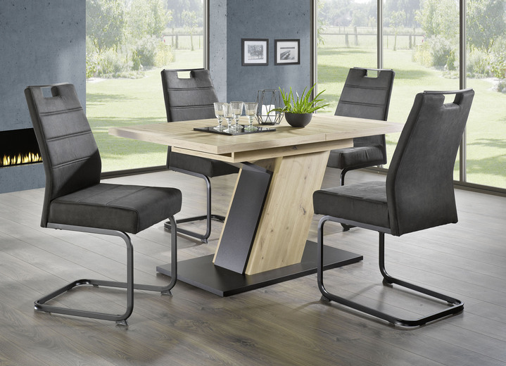 Eettafels - Eetgroep, 5 stuks, in modern design, in Farbe AMBACHTELIJK EIKEN ANTRACIET Ansicht 1