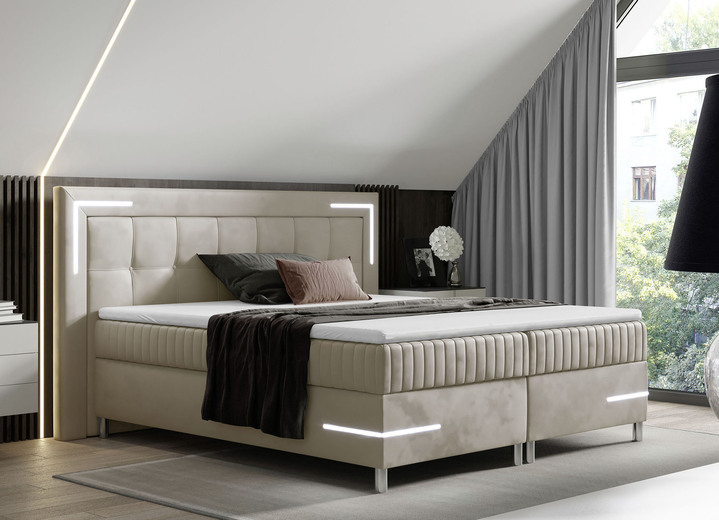 Boxspringbedden - Boxspringbed 120x200 cm, in Farbe CRÈME Ansicht 1