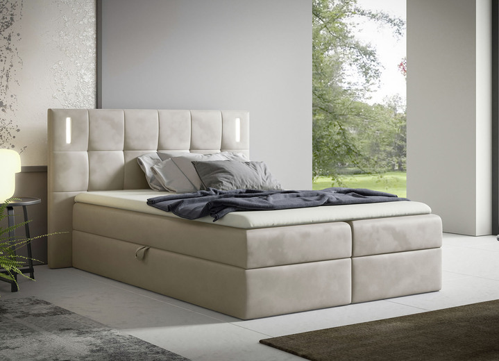 Boxspringbedden - Boxspring 120 x 200 cm, in Farbe CRÈME Ansicht 1