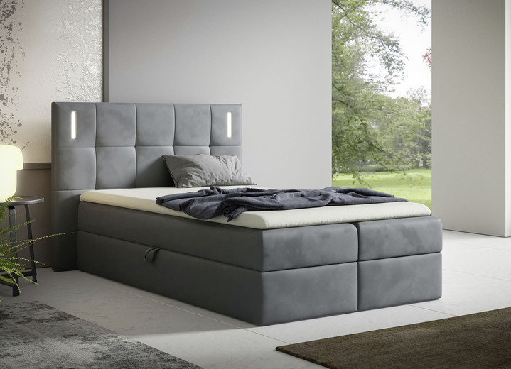 Boxspringbedden - Boxspring 120 x 200 cm, in Farbe GRIJS Ansicht 1