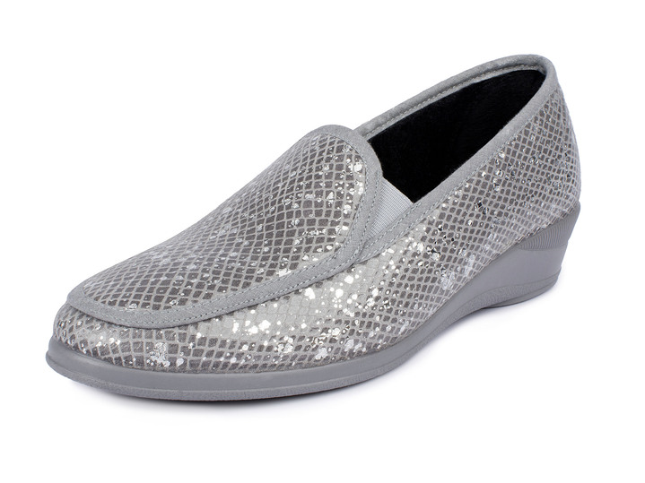 Instappers & veterschoenen - Mocassins in elegante krokodillenlook, in Größe 036 bis 042, in Farbe GRIJS Ansicht 1