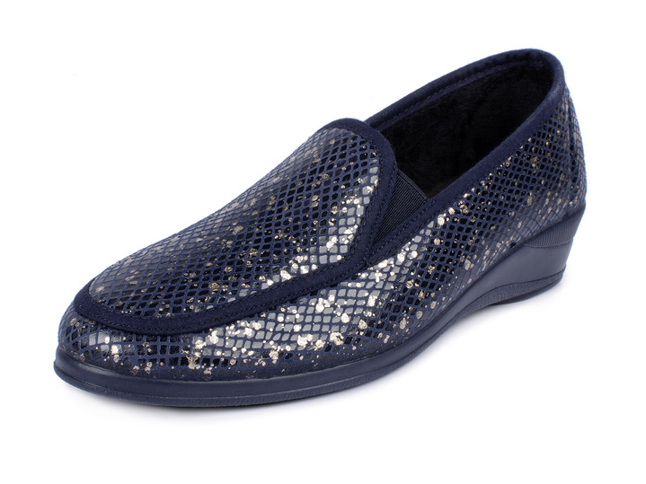Instappers & veterschoenen - Mocassins in elegante krokodillenlook, in Größe 036 bis 042, in Farbe MARINE Ansicht 1