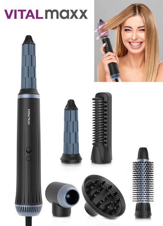 Haarstyling - Air Curler Plus met 6 verschillende opzetstukken, in Farbe SCHWARZ Ansicht 1