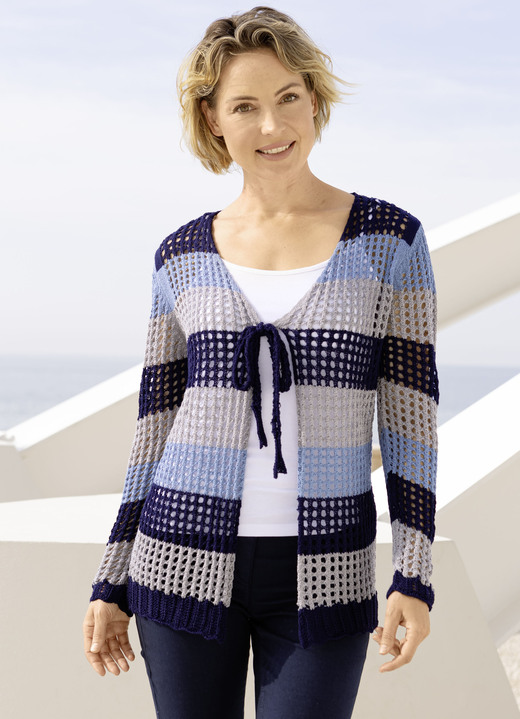 Gebreide jasjes - Vest met een elegante, subtiele glans, in Größe 036 bis 052, in Farbe MARINE-BLEU-GRAU Ansicht 1