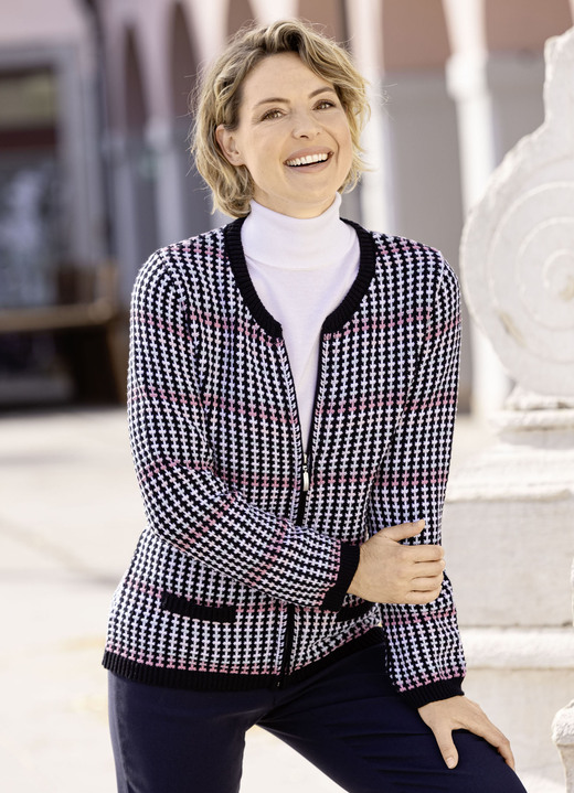Gebreide jassen - Cardigan met delicate kleurverloop, in Größe 038 bis 054, in Farbe MARINE ROZE MULTICOLOR Ansicht 1
