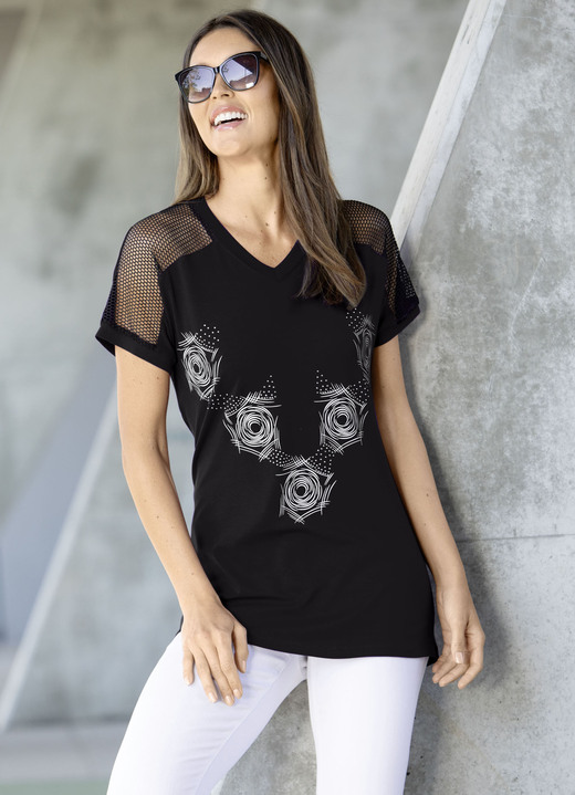 Longshirts - Lang shirt met contrastprint in 2 kleuren Longshirts - Lang shirt met contrastprint in 2 kleuren, in Größe 038 bis 054, in Farbe SCHWARZ