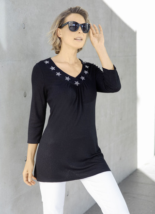 Mooi lang shirt met strass versiering Grote maten KLiNGEL
