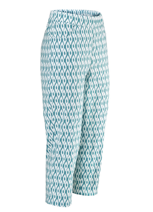 Broeken met elastische band - Capribroek in een comfortabele pull-on-stijl, in Größe 036 bis 052, in Farbe TÜRKIS-ECRU Ansicht 1