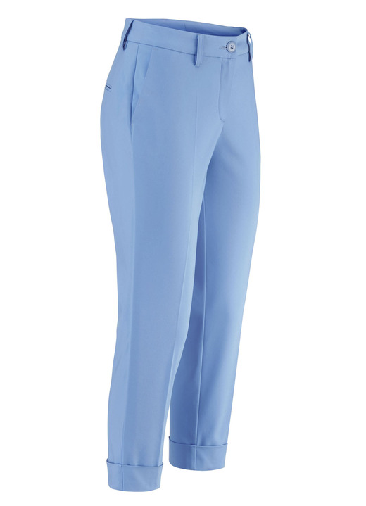 Broek met knoop- en ritssluiting - Broek in huidige 7/8 lengte, in Größe 018 bis 052, in Farbe HELLBLAU Ansicht 1
