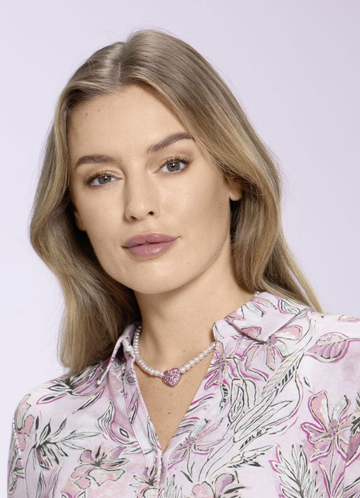 Cadeau-ideeën - Halsketting met decoratieve kralen en strass hartje, in Farbe ROZE Ansicht 1