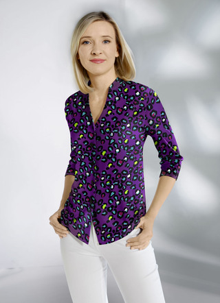 Shirtblouse met opstaande kraag