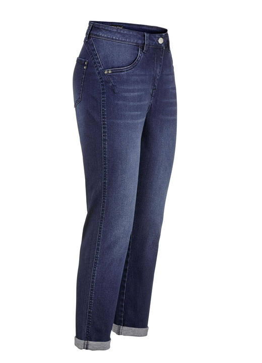 Broek met knoop- en ritssluiting - Jeans met push-up-effect, in Größe 017 bis 052, in Farbe DONKERBLAUW Ansicht 1