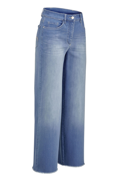 Broek met knoop- en ritssluiting - Jeans met een modieuze beenwijdte, in Größe 018 bis 052, in Farbe JEANSBLAUW Ansicht 1