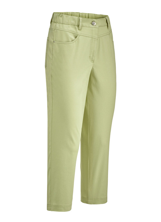 Broek met knoop- en ritssluiting - Capribroek met 4 zakken Broek met knoop- en ritssluiting - Capribroek met 4 zakken, in Größe 018 bis 052, in Farbe LINDENGROEN