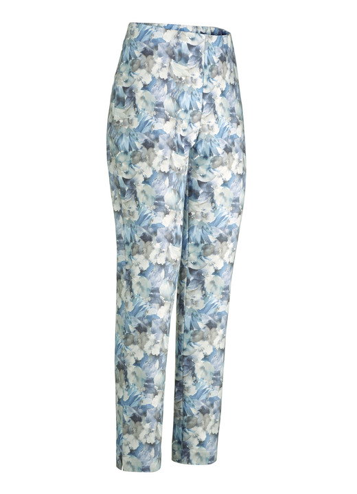 Broeken - Broek met all-over bloemendessin, in Größe 018 bis 052, in Farbe ECRU-BLEU-BUNT Ansicht 1