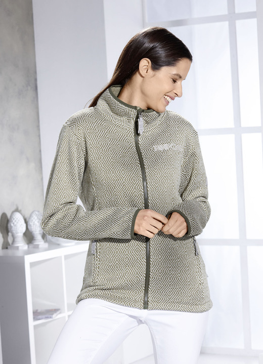 - Jasje met jacquardmotief, in Größe 3XL bis XXL, in Farbe BEIGE-OLIJF Ansicht 1