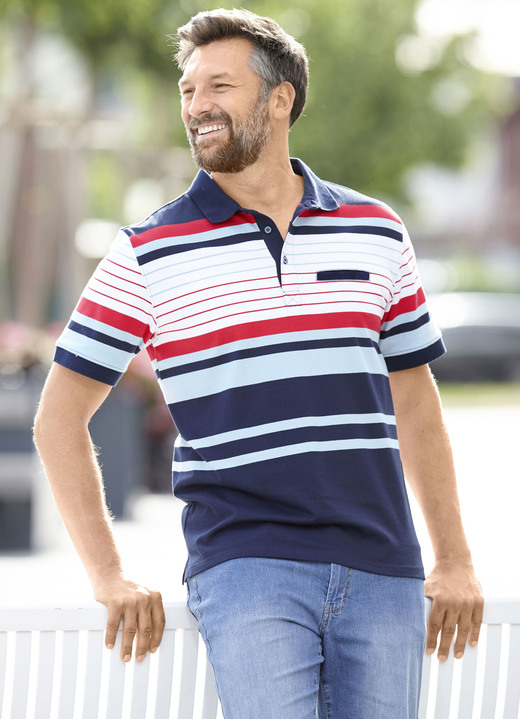 Shirts - Poloshirt met borstzak Shirts - Poloshirt met borstzak, in Größe 046 bis 062, in Farbe MARINE-WIT-ROOD