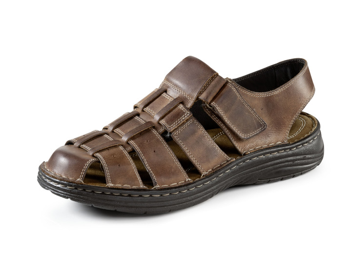 Sandalen & slippers - Sandaal van ingevet, gearceerd rundleer, in Größe 040 bis 046, in Farbe MARONE Ansicht 1