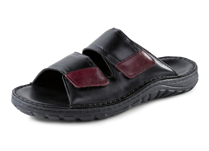 Sandalen & slippers - GINO GALANTE, klassische Herren-Pantoletten, aus Leder, in Größe 040 bis 047, in Farbe SCHWARZ-CHIANTI Ansicht 1
