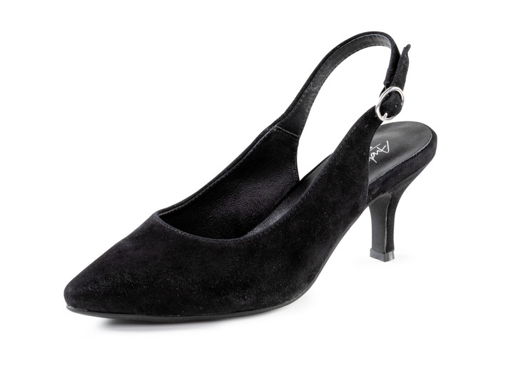 Pumps & ballerina's - Andrea Conti slingpumps gemaakt van zacht fluweel chevreauleer, in Größe 036 bis 042, in Farbe SCHWARZ Ansicht 1