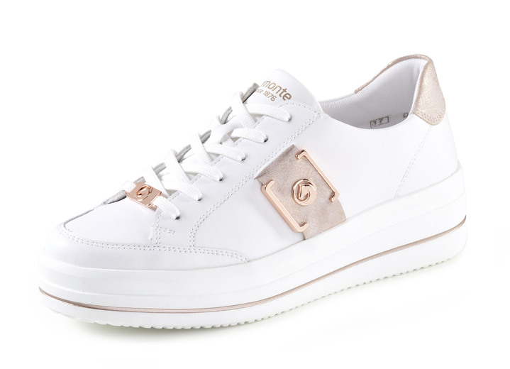 Instappers & veterschoenen - Remonte sneakers met metallic details, in Größe 036 bis 043, in Farbe WEISS-ROSÉGOLD Ansicht 1