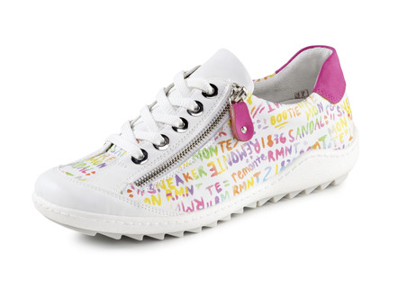 Remonte sneakers gemaakt van gecoat leer met stoere print