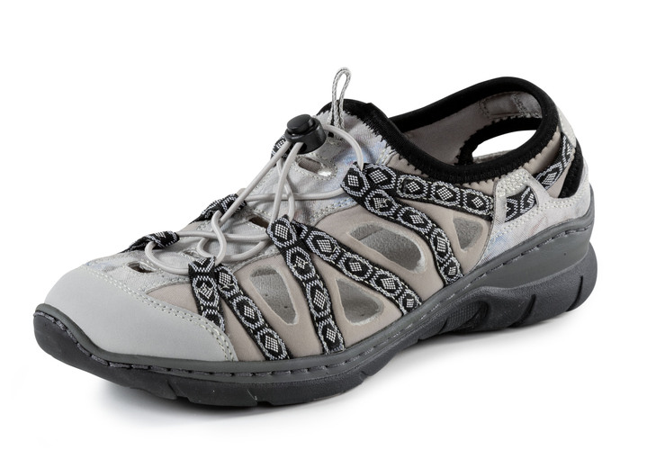 Sandalen & slippers - ELENA EDEN sandaal met textielrand, in Größe 036 bis 042, in Farbe GRIJS-TAUPE Ansicht 1