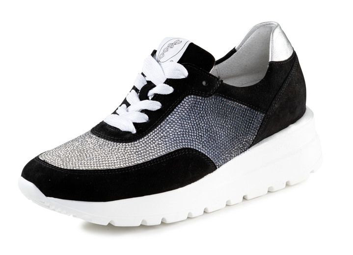 Sport- & vrijetijdsschoenen - Ranger sneakers met kleurverloop, sprankelende strass steentjes, in Größe 3 1/2 bis 8, in Farbe SCHWARZ-SILBER Ansicht 1